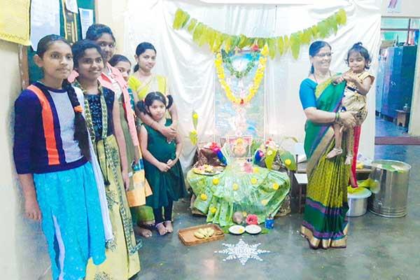 Hariyali Teej celebrated at Maharishi Vidya Mandir, Chikmangalore.